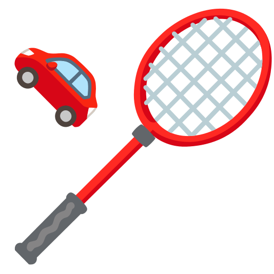 badminton racquet and shuttlecock car