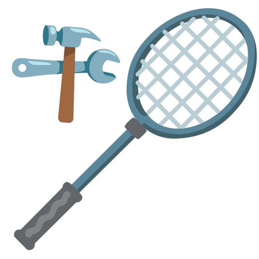 badminton racquet and shuttlecock hammer and wrench
