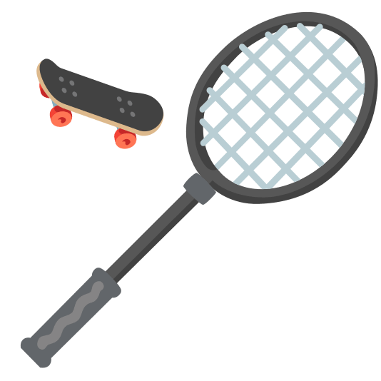 badminton racquet and shuttlecock skateboard