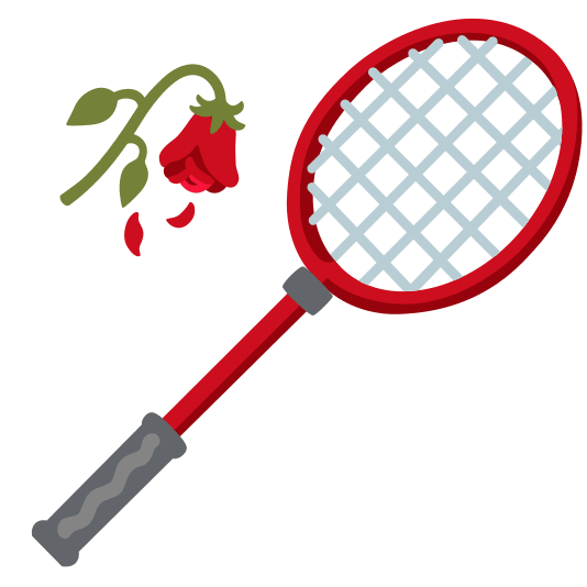 badminton racquet and shuttlecock wilted flower
