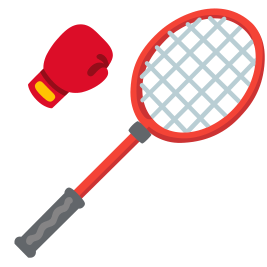 badminton racquet and shuttlecock boxing glove