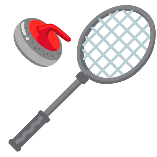 badminton racquet and shuttlecock curling stone