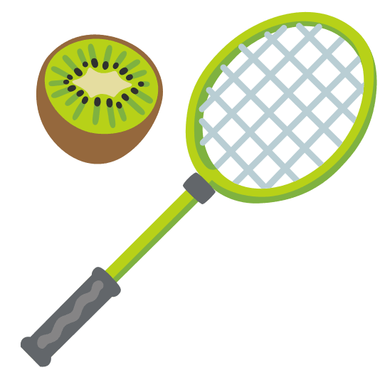 badminton racquet and shuttlecock kiwifruit