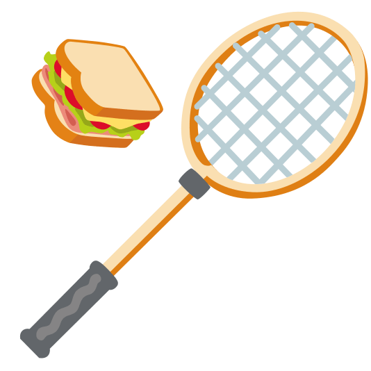 badminton racquet and shuttlecock sandwich