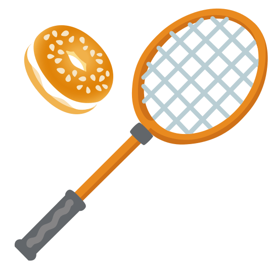 badminton racquet and shuttlecock bagel