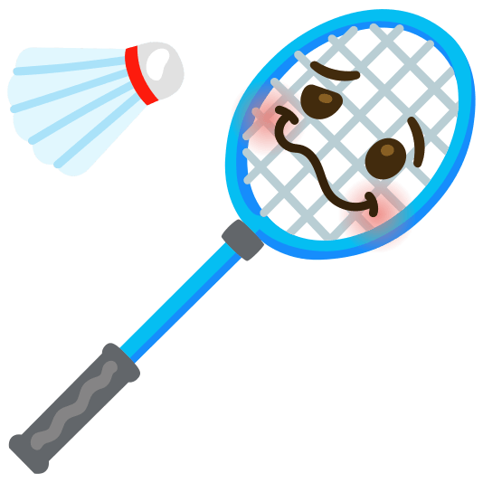 badminton racquet and shuttlecock woozy face