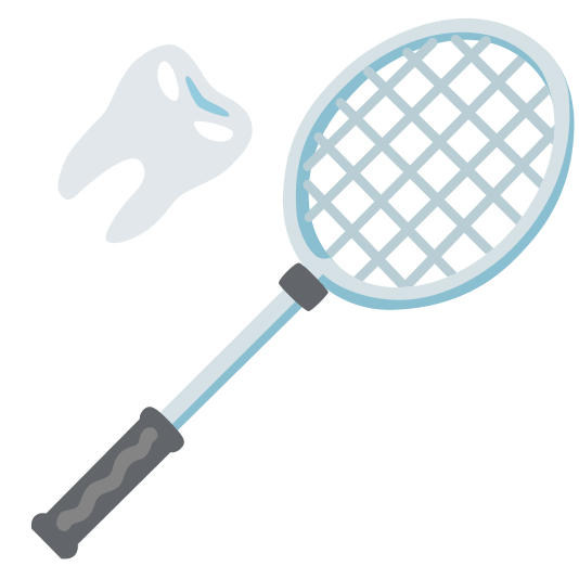 badminton racquet and shuttlecock tooth