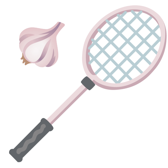 badminton racquet and shuttlecock garlic