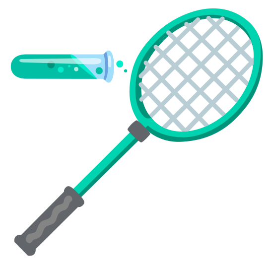 badminton racquet and shuttlecock test tube