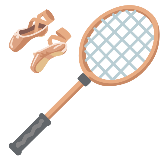 badminton racquet and shuttlecock ballet shoes