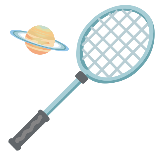 badminton racquet and shuttlecock ringed planet