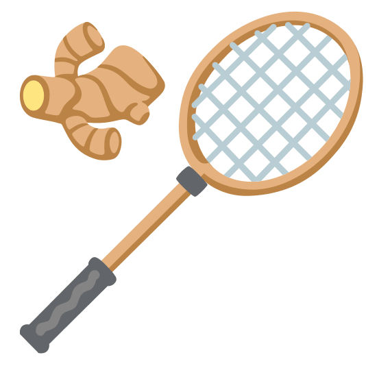 badminton racquet and shuttlecock ginger root