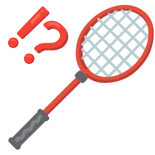 badminton racquet and shuttlecock interrobang