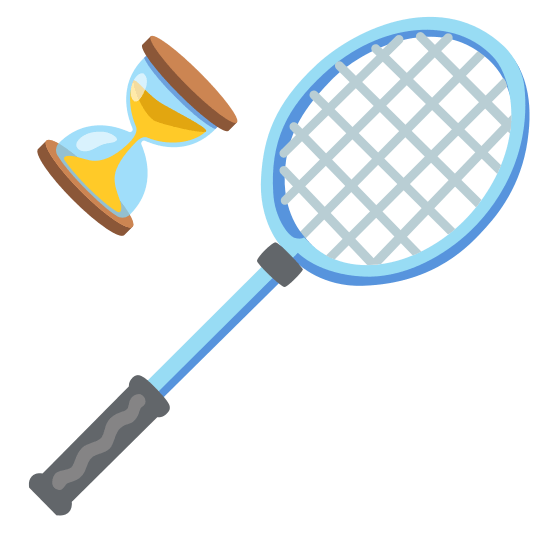 badminton racquet and shuttlecock hourglass flowing sand