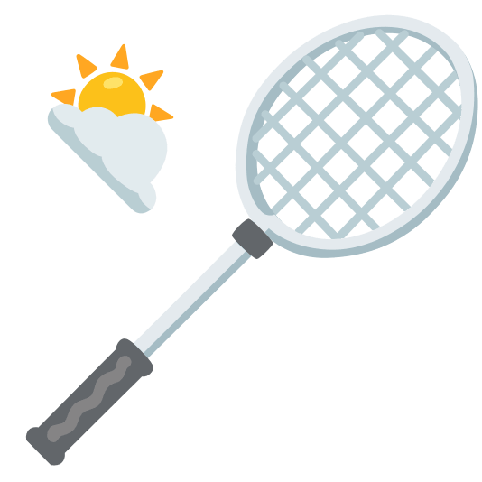 badminton racquet and shuttlecock partly sunny