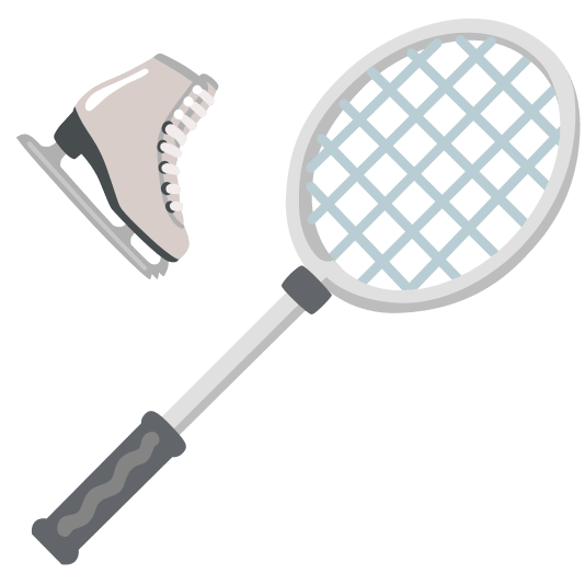 badminton racquet and shuttlecock ice skate