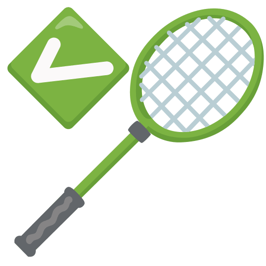 badminton racquet and shuttlecock white check mark