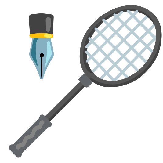 badminton racquet and shuttlecock black nib