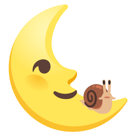 snail last quarter moon with face
