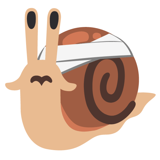 snail face with head bandage