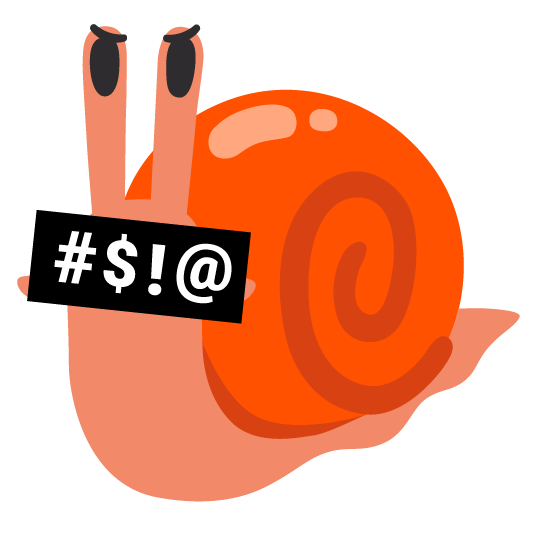 snail face with symbols on mouth