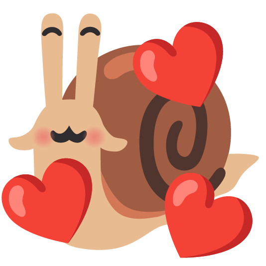snail smiling face with 3 hearts
