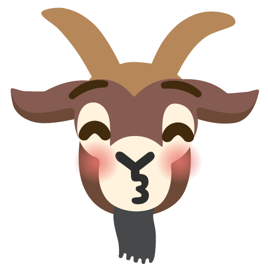 goat kissing closed eyes