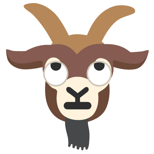 goat face with rolling eyes