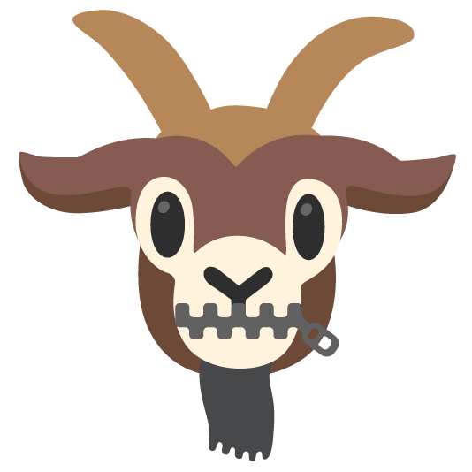 goat zipper mouth face