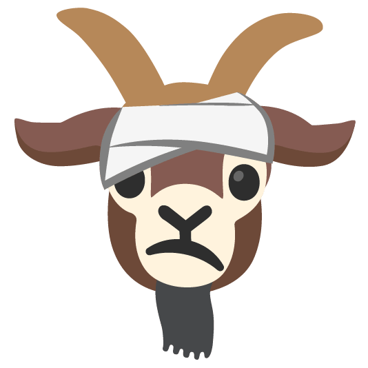goat face with head bandage