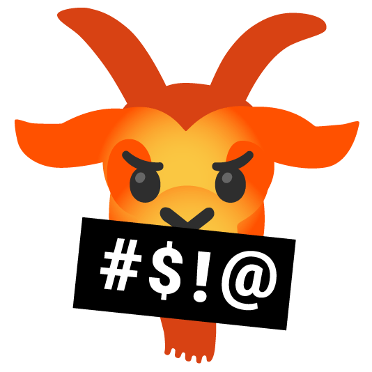 goat face with symbols on mouth