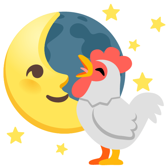 chicken last quarter moon with face