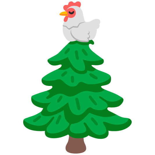 chicken evergreen tree