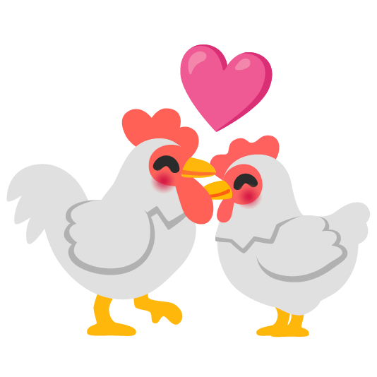 chicken revolving hearts