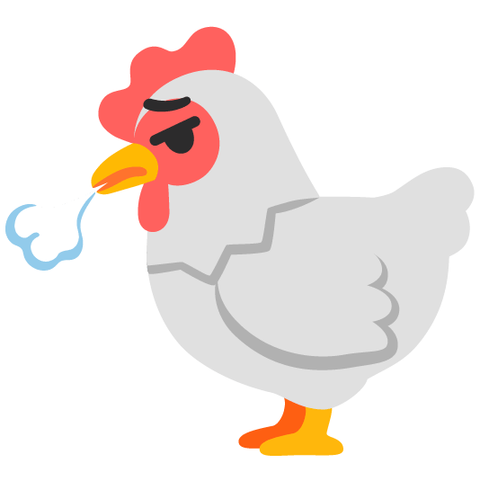 chicken face exhaling