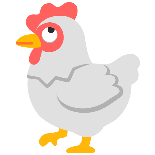 chicken face with rolling eyes