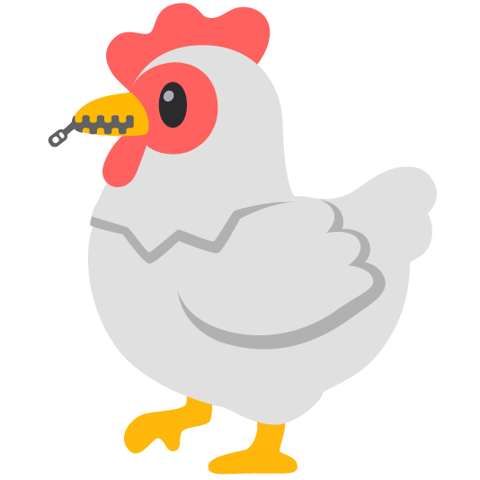 chicken zipper mouth face