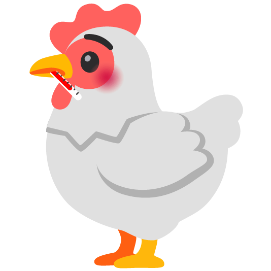 chicken face with thermometer