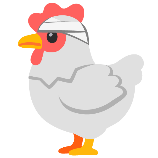 chicken face with head bandage