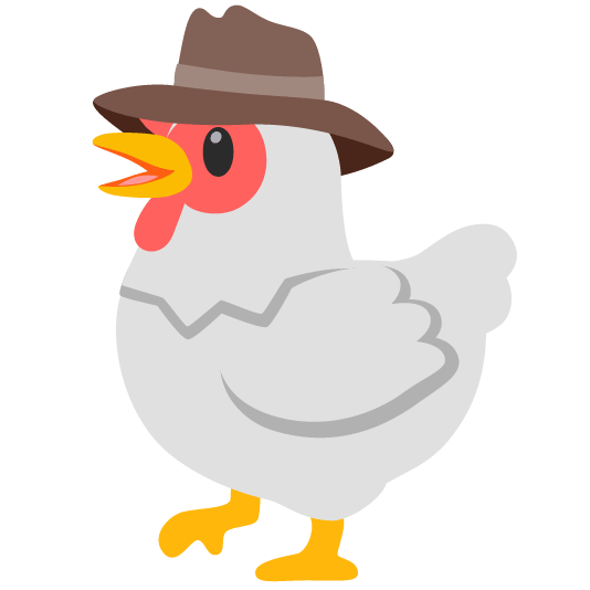 chicken face with cowboy hat