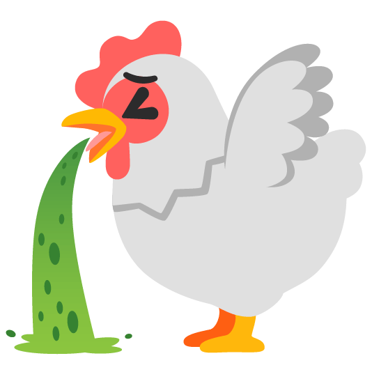 chicken face vomiting