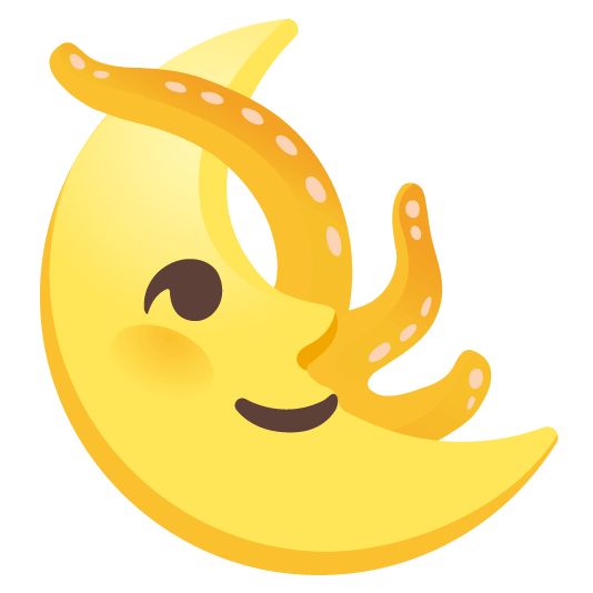 octopus last quarter moon with face