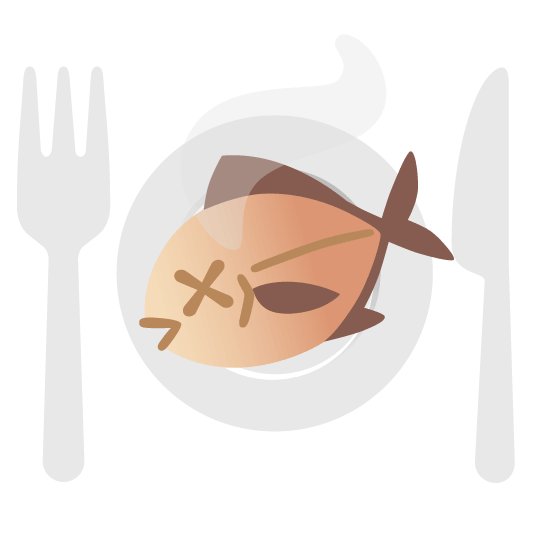 fish knife fork plate