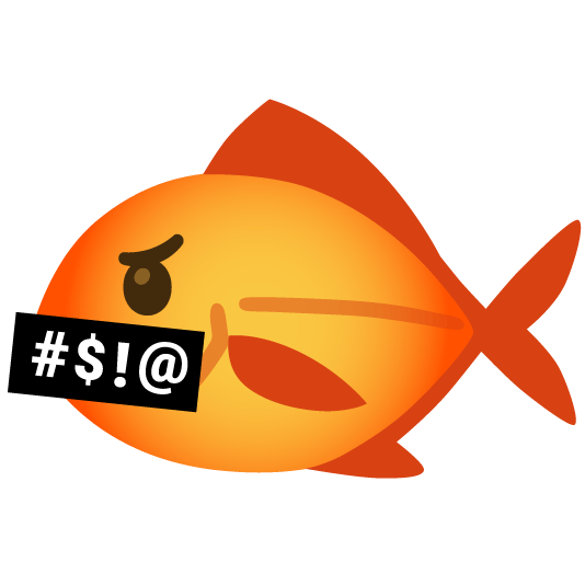 fish face with symbols on mouth