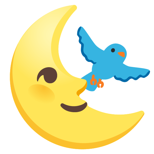 bird last quarter moon with face
