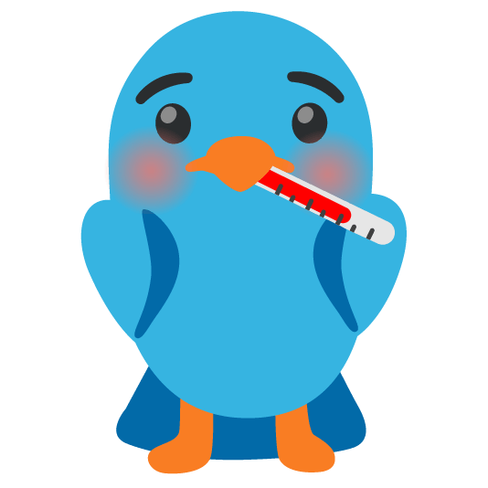 bird face with thermometer