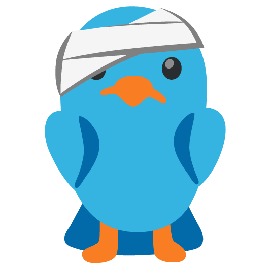 bird face with head bandage