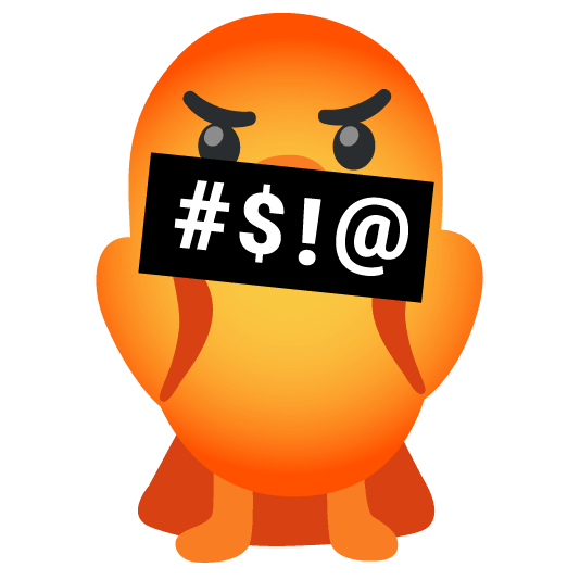 bird face with symbols on mouth