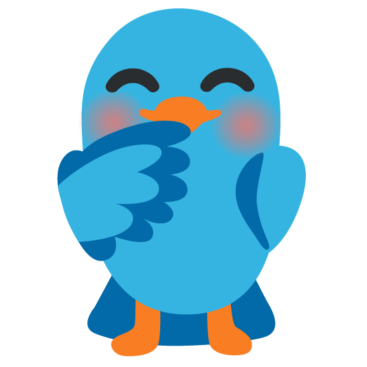 bird face with hand over mouth