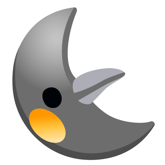 penguin last quarter moon with face